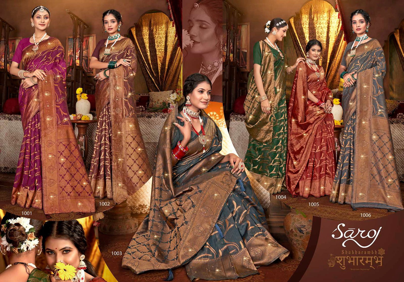 Meera Vol 4 By Saroj Swarovski Soft Linen Cotton Sarees Wholesale Price In Surat